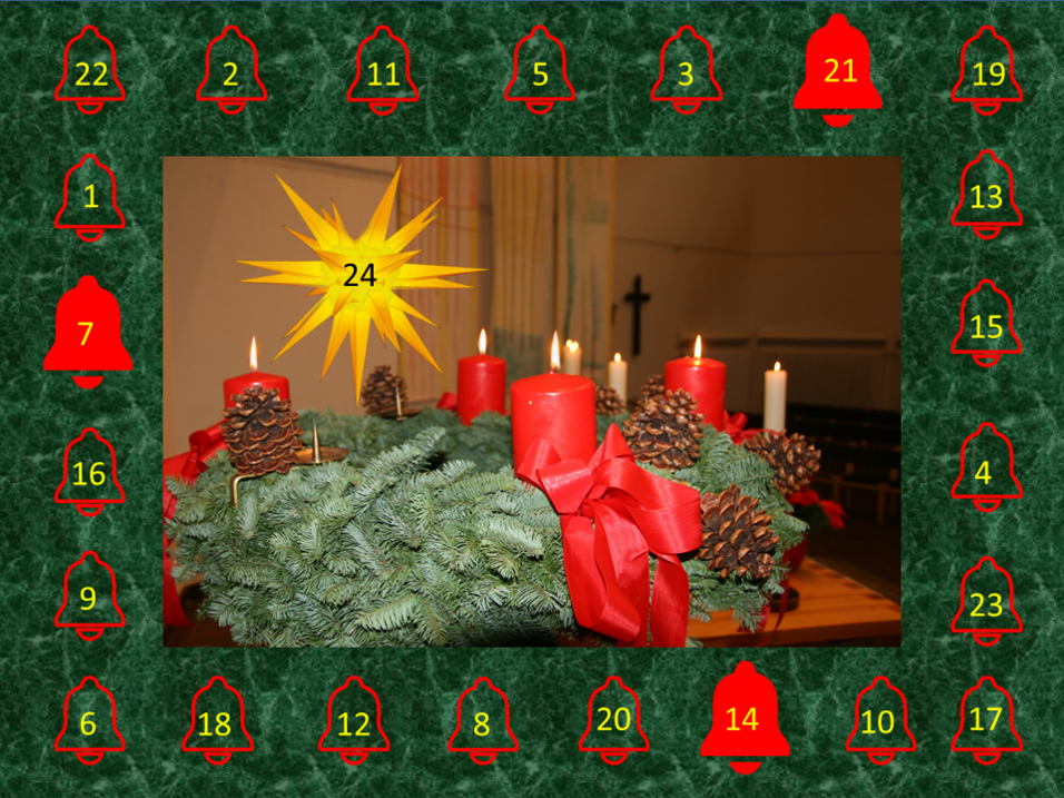 Digitaler Adventskalender mit Weihnachtskranz